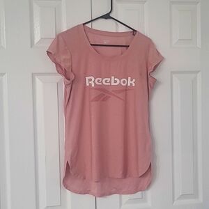 ☆ LABOR DAY $5☆ REEBOK Women's Pink Rounded Hem Short Sleeve Active Workout Top